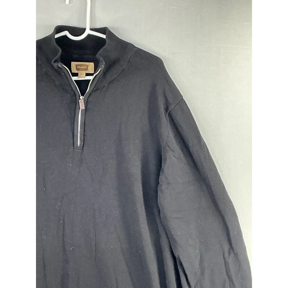 Foundry Supply Quarter Zip Sweater Size 2XLT Tall Black Long Sleeve Lightweight